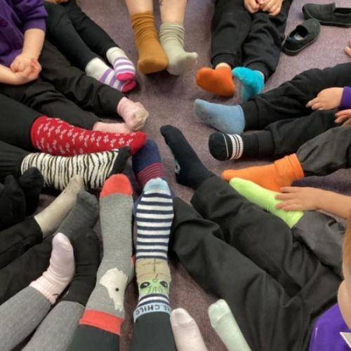 Odd socks day we talked about being kind and sharing with out friends